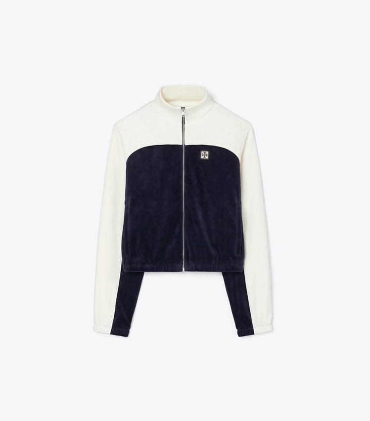 Colorblock Velour Track Jacket by Tory Burch
