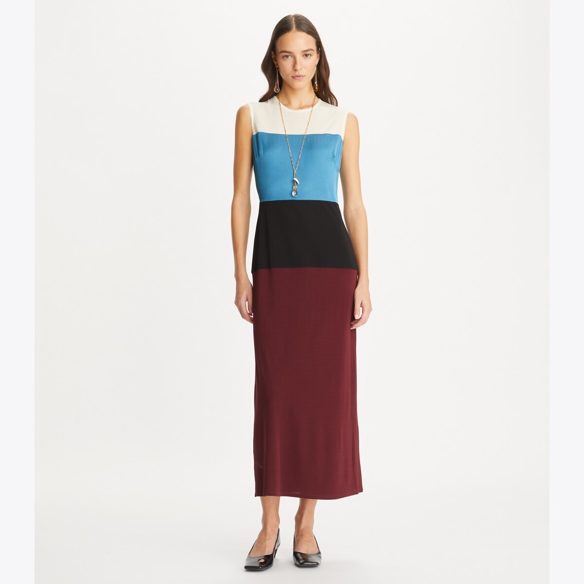 経典 colorblock-wool-dress-on-model スカート