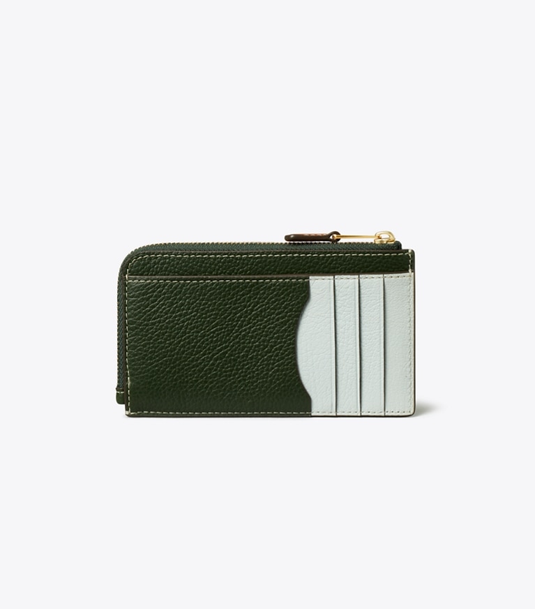 Tory Burch designer card cases Colorblock Zip Card Case in Basil Multi angle