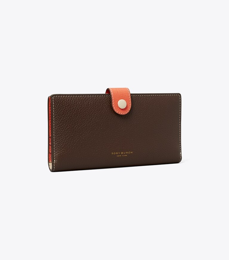 Tory Burch designer wallets Colorblock Zip Slim Wallet in Lixin Brown Multi angle