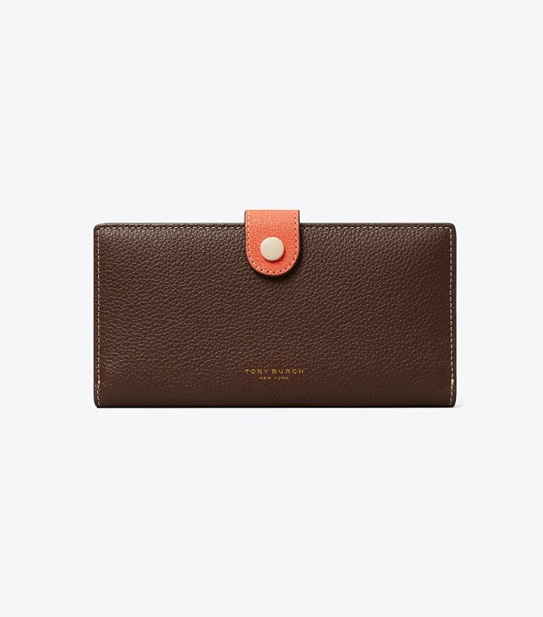 Tory Burch designer wallets Colorblock Zip Slim Wallet in Lixin Brown Multi angle
