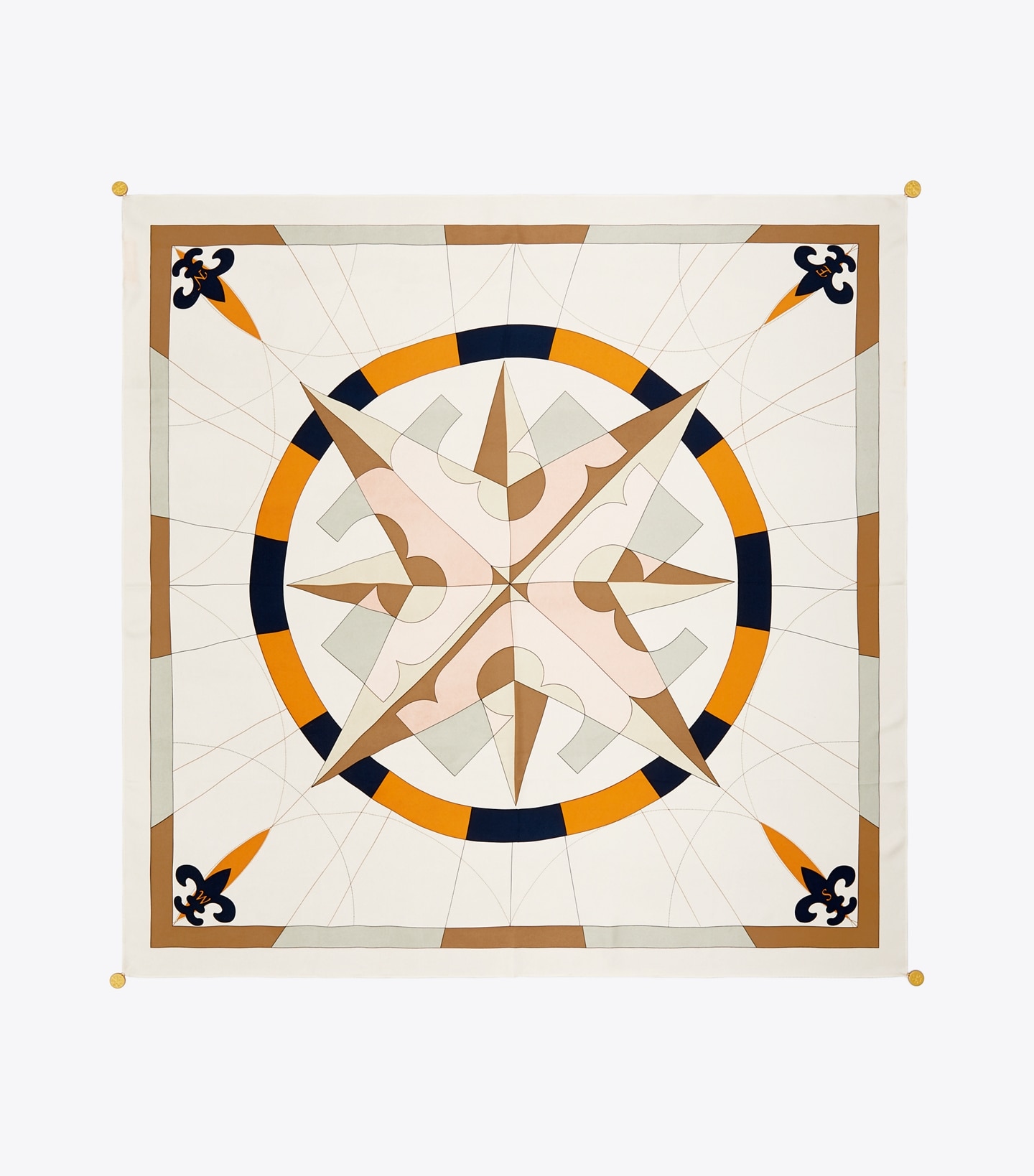 Compass Silk Square Scarf with Charms