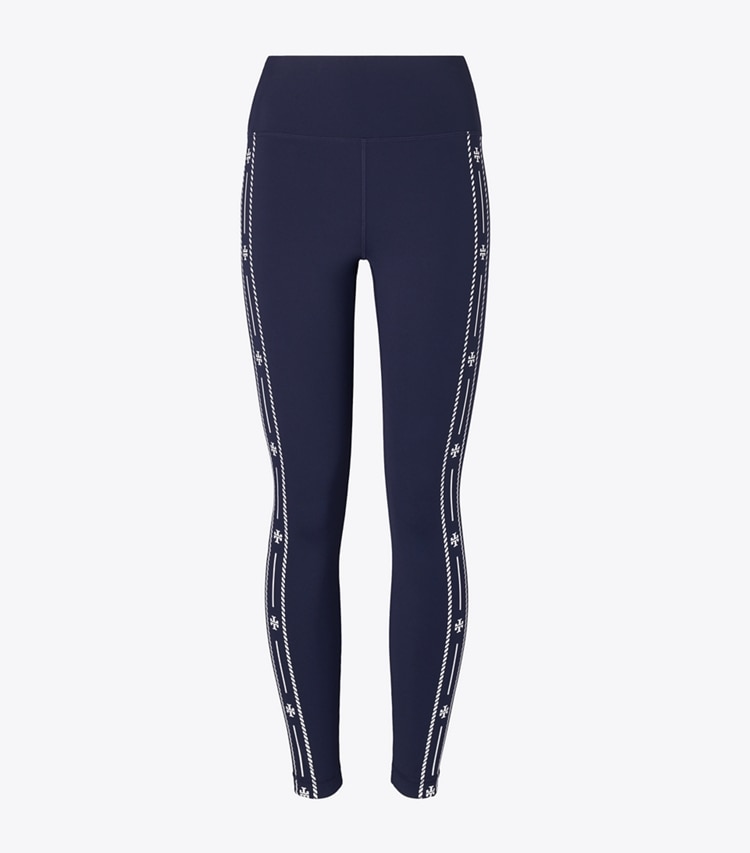 Tory Burch designer unterteile Compression Leggings mit Logobesatz in TORY NAVY front