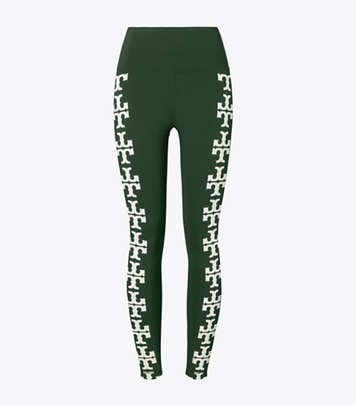 Tory Burch designer bottoms Compression Logo 7/8 Legging in Conifer front
