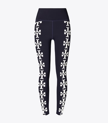 Tory Burch designer bottoms Compression Logo 7/8 Legging in Deep Navy front
