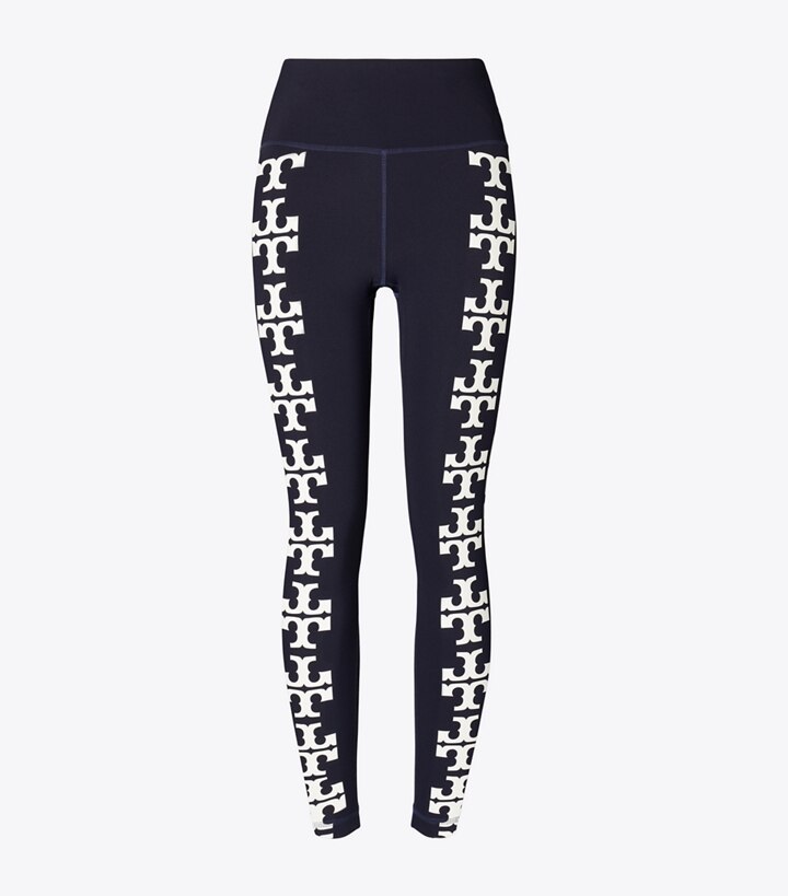 Tory Burch designer bottoms Compression Logo 7/8 Legging in Deep Navy front