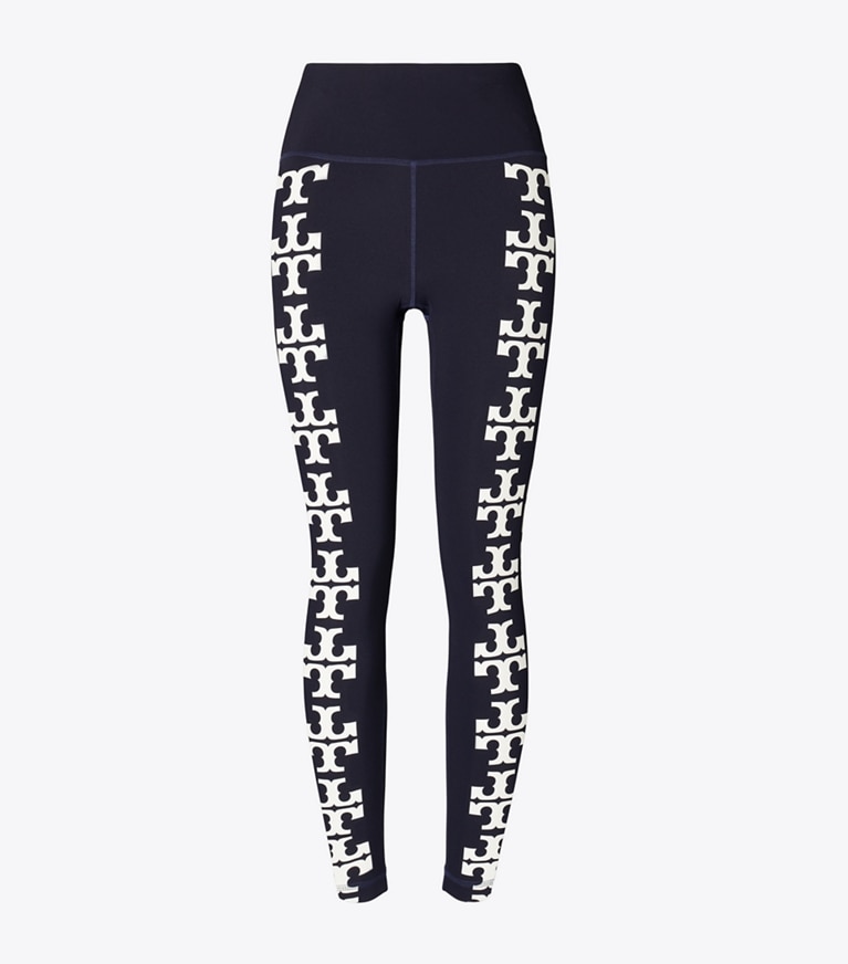 Tory Burch designer bottoms Compression Logo 7/8 Legging in Deep Navy front