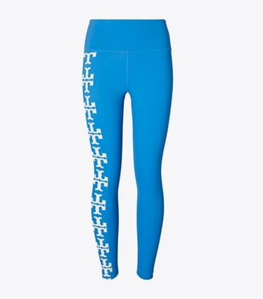 Tory Burch designer bottoms Compression Logo 7/8 Legging in Bay Blue front