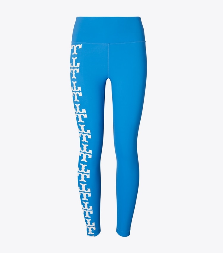 Tory Burch designer bottoms Compression Logo 7/8 Legging in Bay Blue front