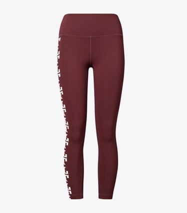 Tory Burch designer bottoms Compression Logo 7/8 Legging in Merlot front