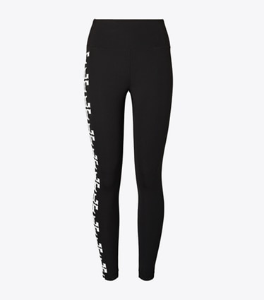 Tory Burch designer bottoms Compression Reflective Logo 7/8 Legging in Black front