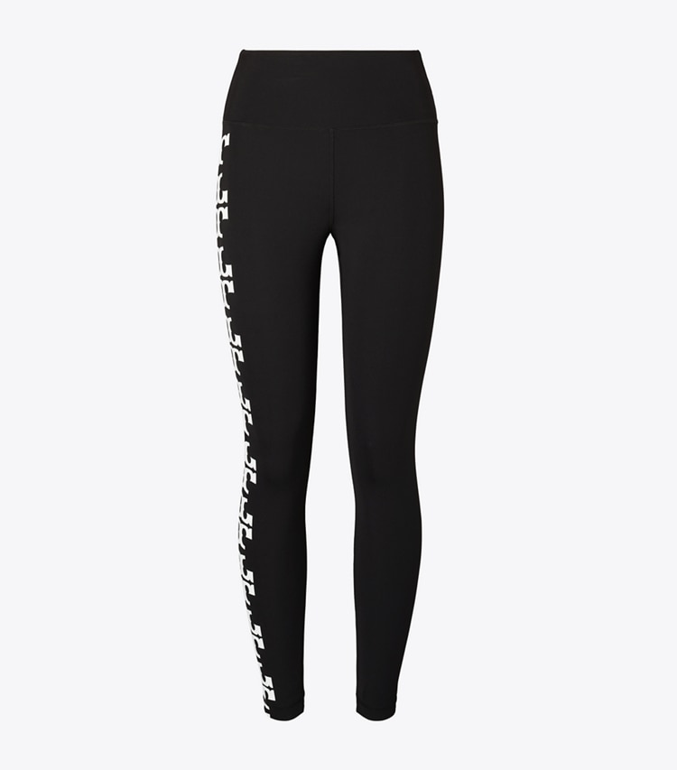 Tory Burch designer bottoms Compression Reflective Logo 7/8 Legging in Black front