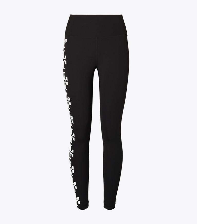 Tory Burch designer bottoms Compression Reflective Logo 7/8 Legging in Black front