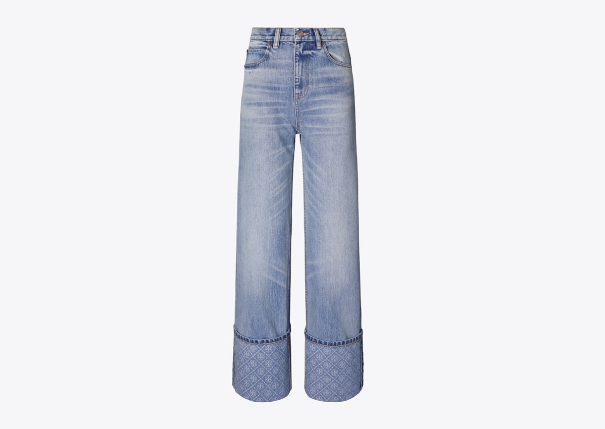 Contrast Cuff Straight Leg Jean