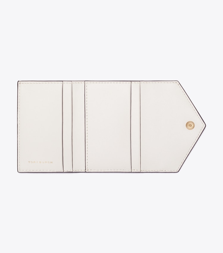 Tory Burch designer wallets Contrast Embossed Envelope Small Wallet in Light Cream / Navy overhead
