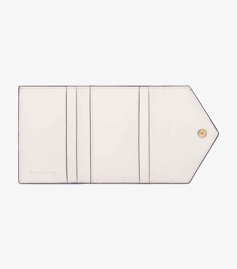 Tory Burch designer wallets Contrast Embossed Envelope Small Wallet in Light Cream / Navy overhead