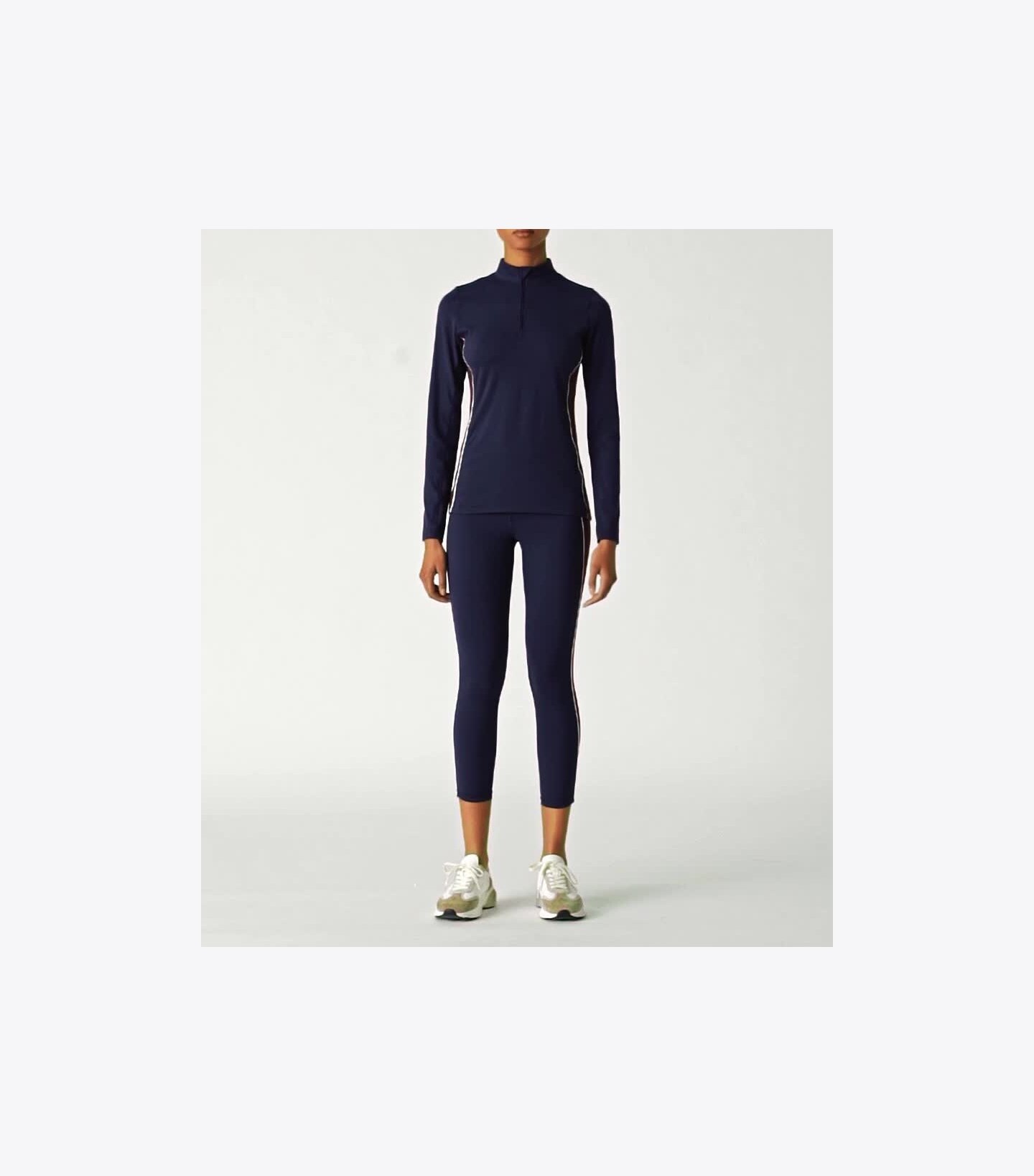 Contrast Piped Half-Zip Pullover