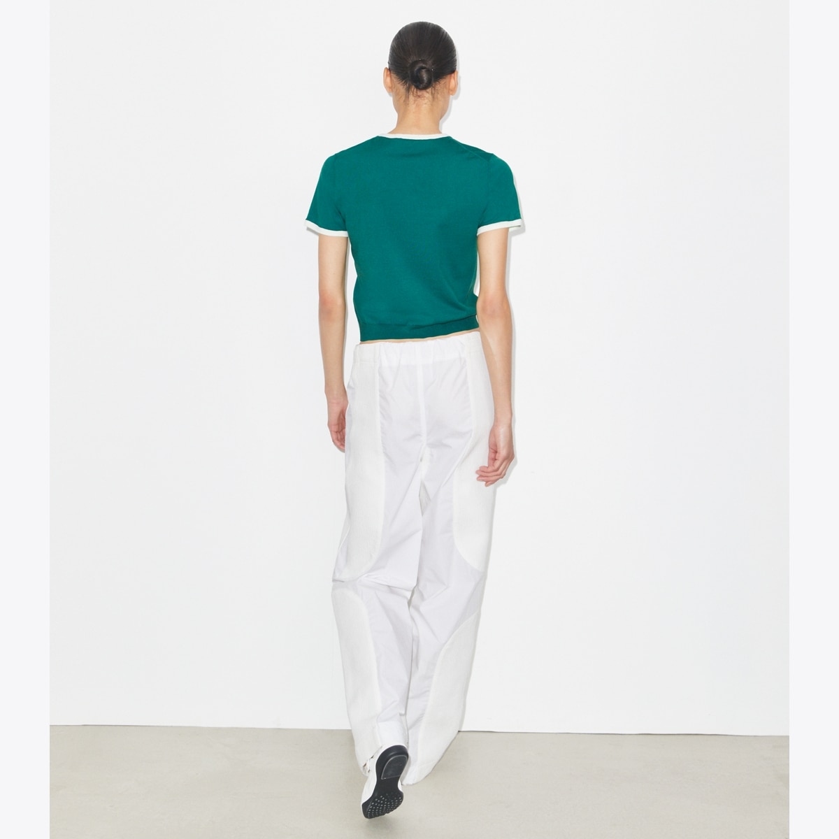CONTRAST-TRIM SHORT-SLEEVE SWEATER - thumbnail 5