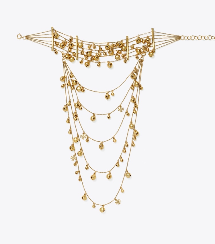 Tory Burch designer necklaces Convertible Bell Necklace in Antique Light Brass front