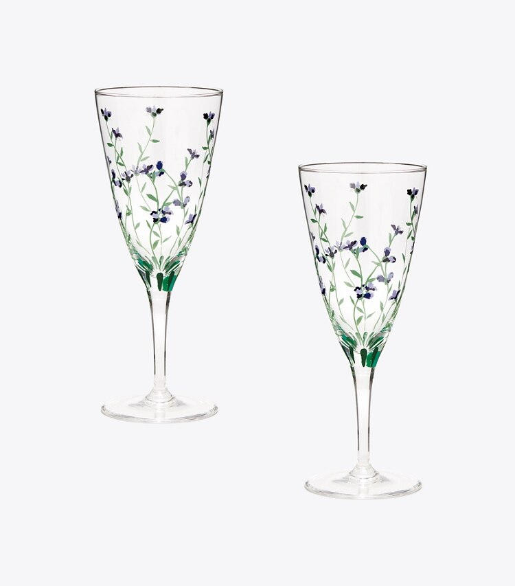 Tory Burch diseñador artículos de mesa & cristalería Copa de champán Jolie Fleur, set de 2 en Clear / Multi grupo