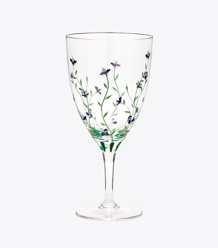 Tory Burch diseñador artículos de mesa & cristalería Copa de vino Jolie Fleur, set de 2 en Clear / Multi frente