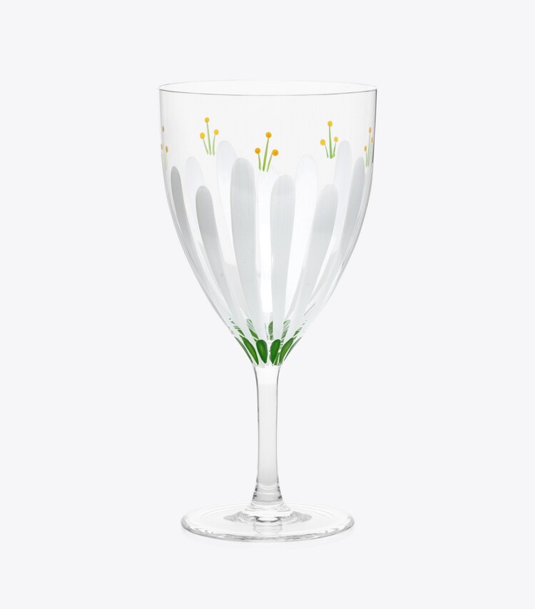 Tory Burch diseñador vajilla y cristalería Copa de vino Spring Meadow, set de 2 en Clear/Multi frente