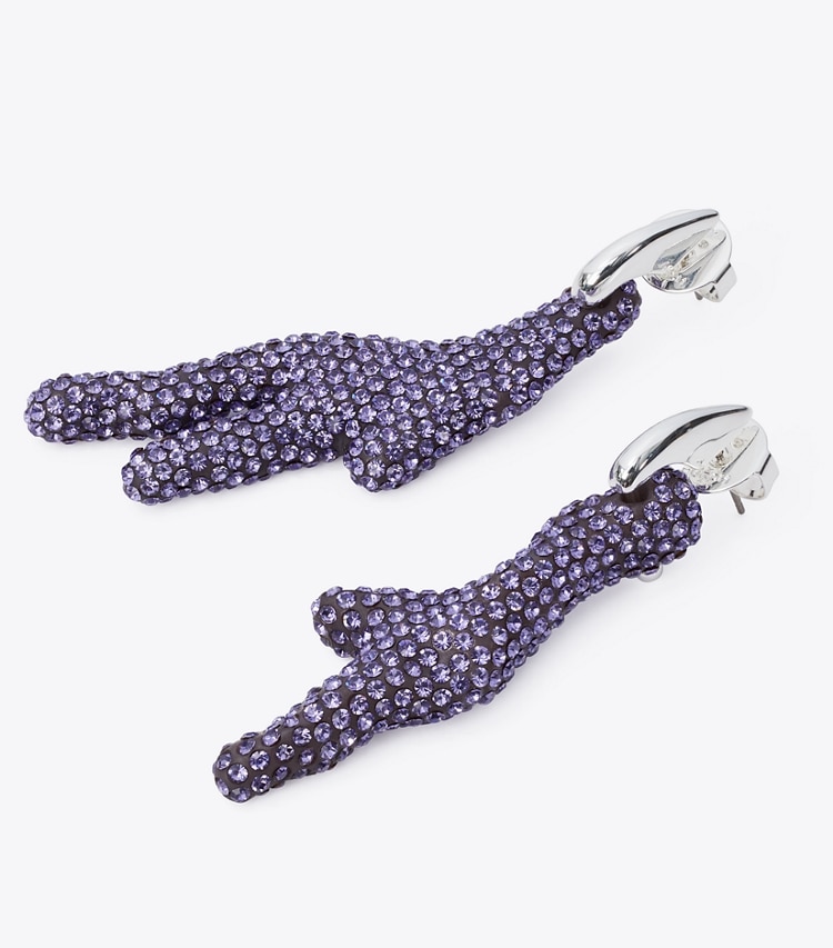 Tory Burch designer earrings Coral Hoop Earrings in Light Silver / Purple detail
