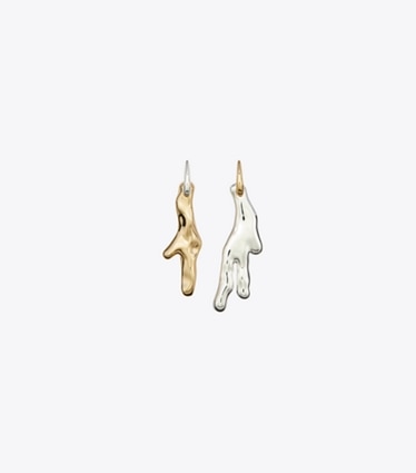 Tory Burch designer イヤリング＆ピアス コーラル フープ ピアス in Light Silver / Light Brass front