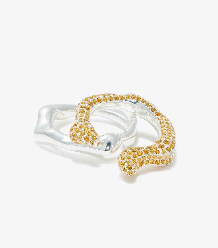 Tory Burch designer rings Coral Ring Set in Light Silver / Light Amber angle