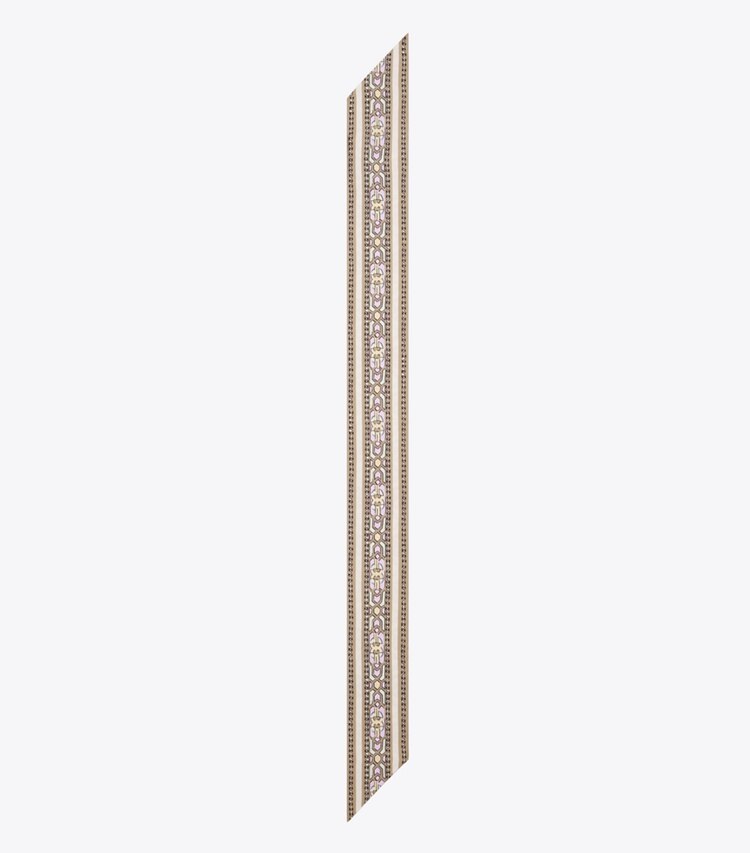 Tory Burch diseñador bufandas Corbata con cinta decorativa con monograma de T en Cream Deco T Monogram vista superior