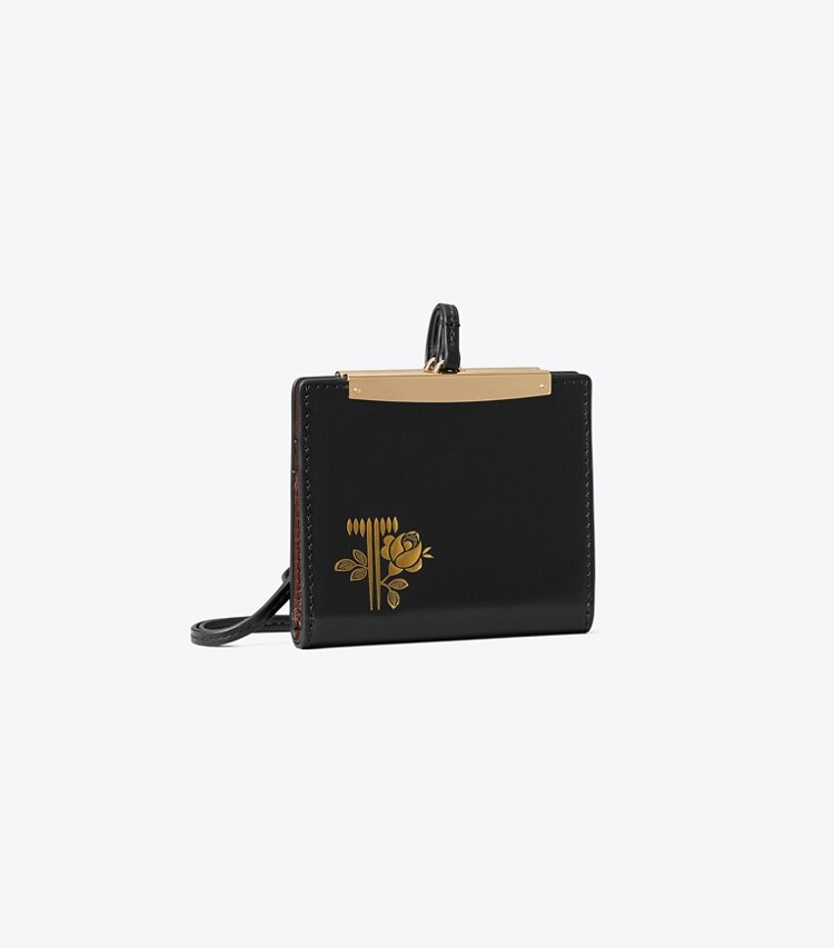 Tory Burch diseñador carteras Cordón en Black / GOLD ángulo