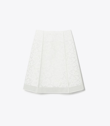 Tory Burch designer bottoms Corded Lace Skirt in White front