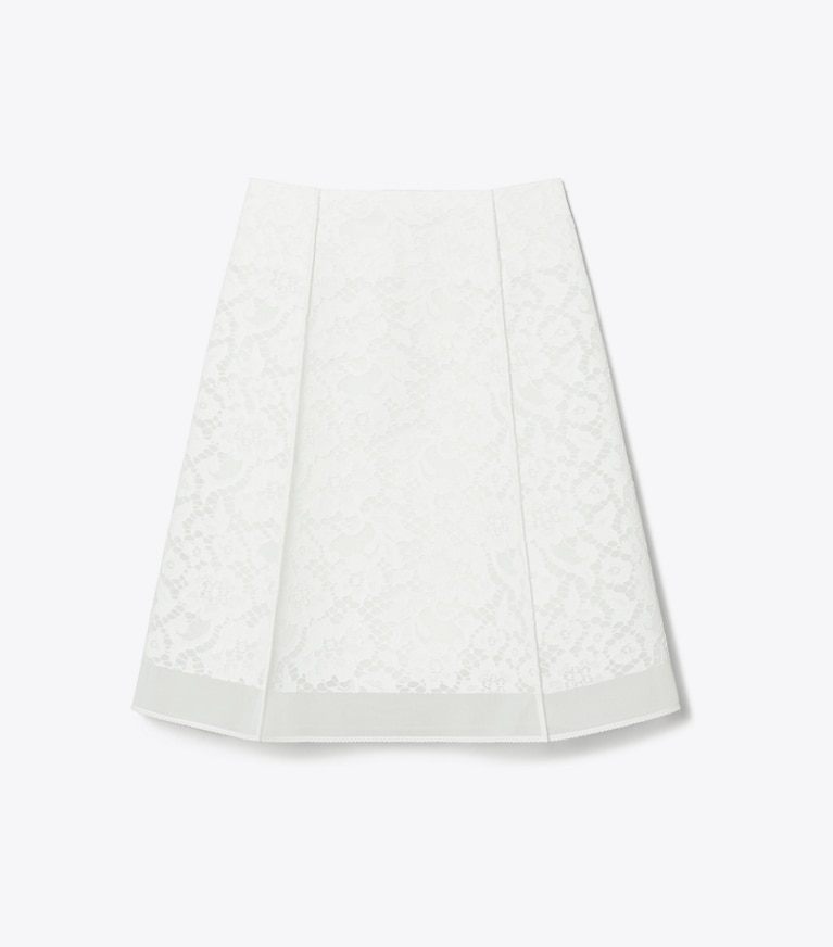 Tory Burch designer bottoms Corded Lace Skirt in White front