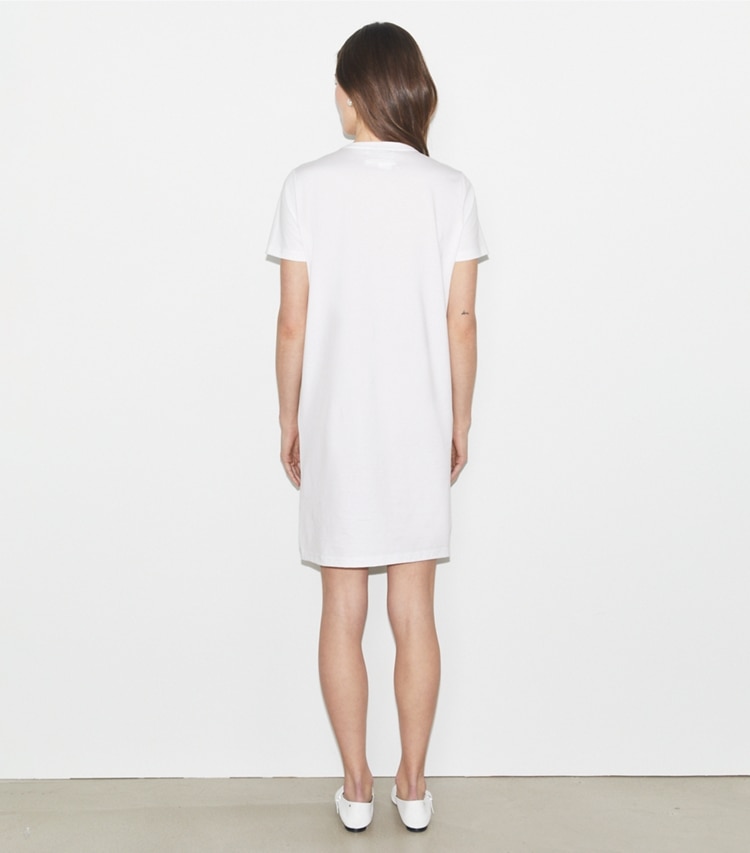 Tory Burch designer dresses Corded Lace T-Shirt Dress in White on model back