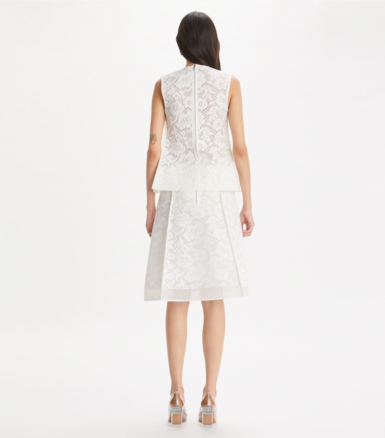 Tory Burch designer tops Corded Lace Top in White front