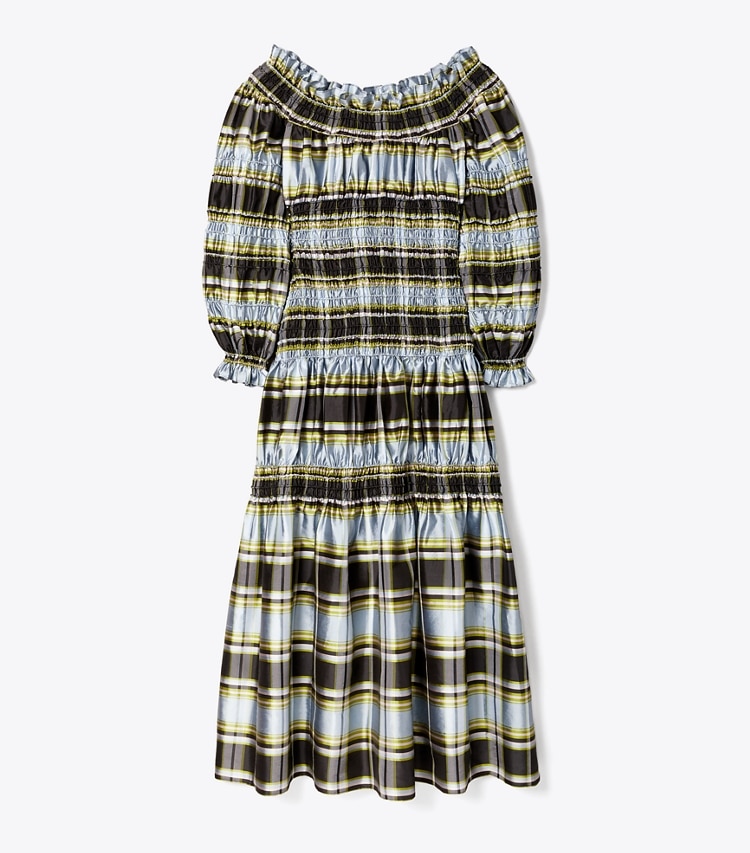 Tory Burch designer dresses Corded Madras Dress in Madras Silk Dupioni front