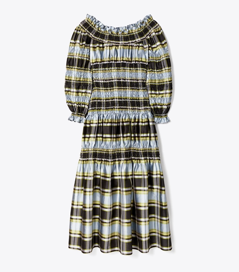 Tory Burch designer dresses Corded Madras Dress in Madras Silk Dupioni front