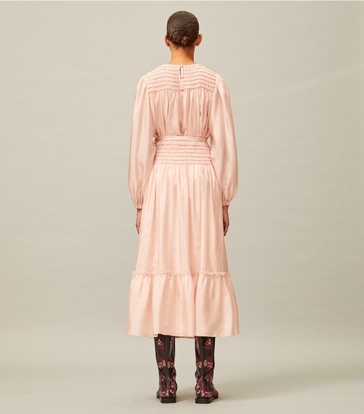 Tory Burch designer bottoms Corded Skirt in Iced Pink on model back