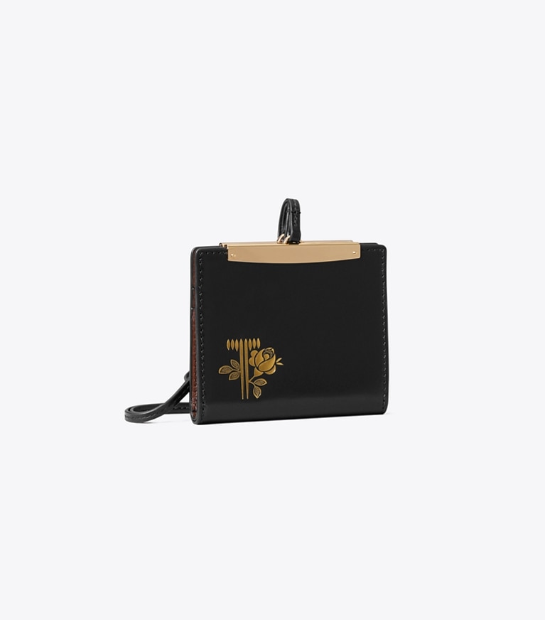 Tory Burch designer portefeuilles Cordon dans Black / GOLD angle
