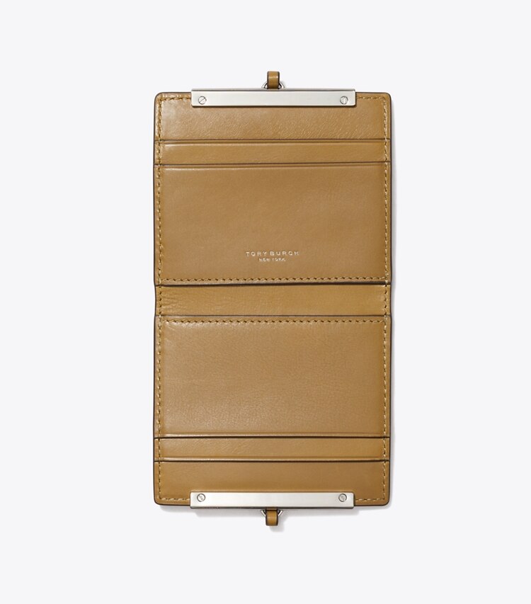 Tory Burch designer portefeuilles Cordon dans WREN BROWN vue du dessus