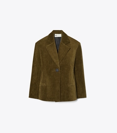 Tory Burch designer jackets Corduroy Blazer in Wild Olive front