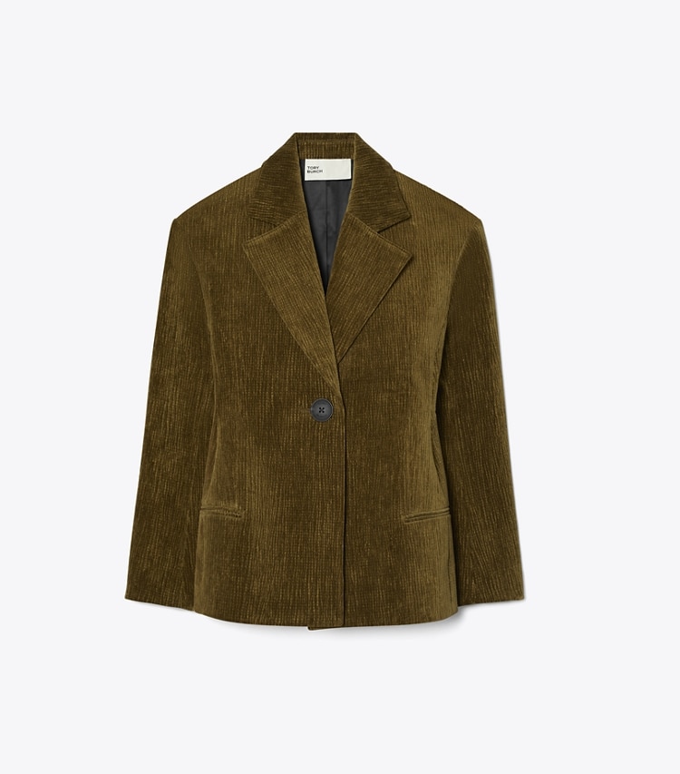 Tory Burch designer jackets Corduroy Blazer in Wild Olive front