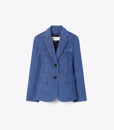 Tory Burch designer jackets Corduroy Blazer in Watercolor Blue front