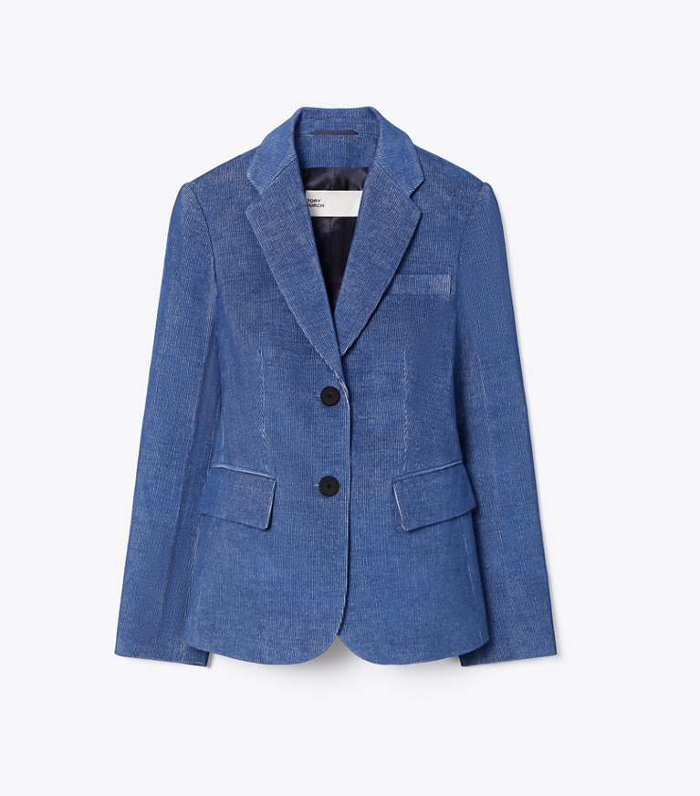 Tory Burch designer jackets Corduroy Blazer in Watercolor Blue front