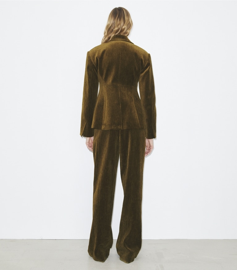 Tory Burch designer jackets Corduroy Blazer in Wild Olive front