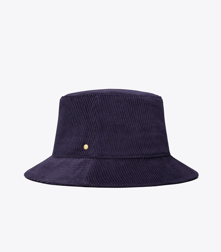 Tory Burch designer hats Corduroy Bucket Hat in Navy front