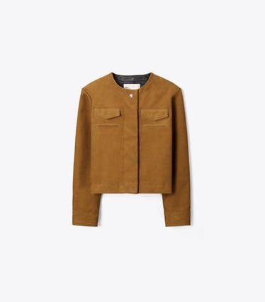 Tory Burch designer jackets Corduroy Jacket in Terracotta front