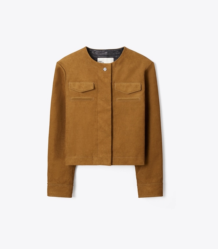 Tory Burch designer jackets Corduroy Jacket in Terracotta front