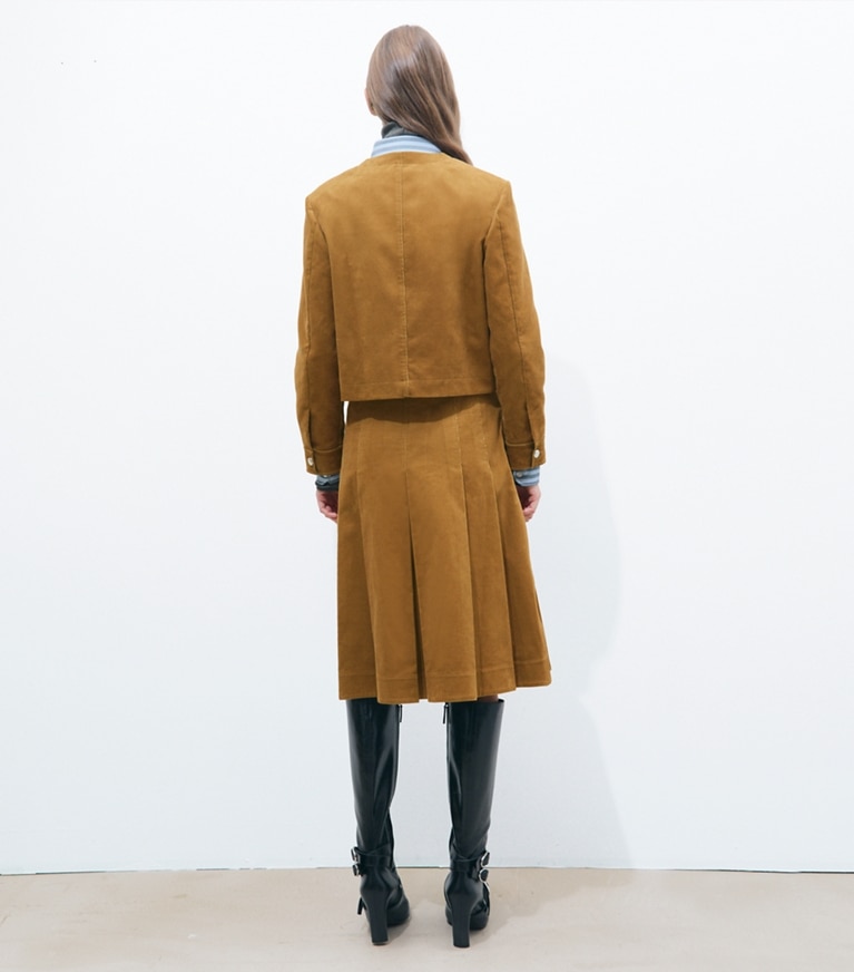 Tory Burch designer jackets Corduroy Jacket in Terracotta on model back