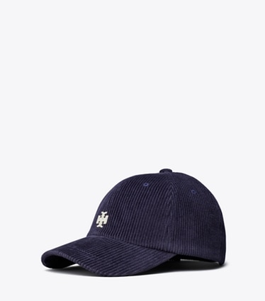 Tory Burch designer hats Corduroy Logo Cap in Tory Navy angle